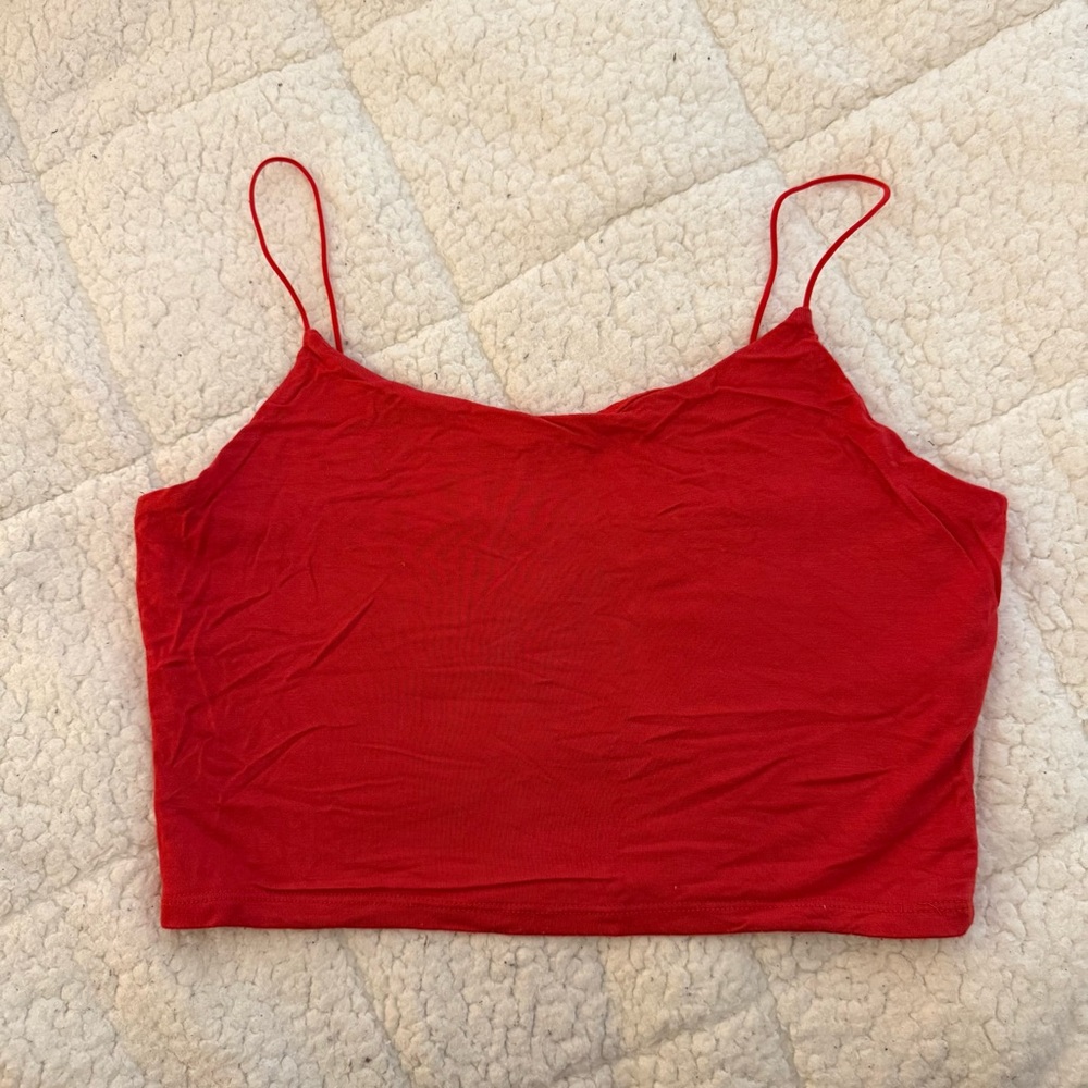 Garage Red Spaghetti-Strap Crop Tank